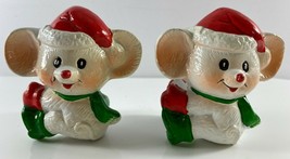 Vintage Lot of 2 RUSS 2520 Christmas Mouse Mice Taper 2.5 in Candle Holders - $34.64