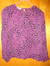 Gianni Womens Black &amp; Burgundy Long Sleeve  Shirt Blouse Top Size 10 - £11.95 GBP