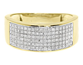 10k Yellow Gold Finish Mens Pave Sim Diamond 9mm Wedding Fashion Band - £89.96 GBP