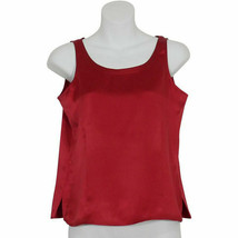 Eileen Fisher China Red Silk Satin Charmeuse Shell Tank Top Xs - £55.05 GBP