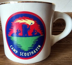 Vintage Boy Scouts of America Camp Scouthaven Canoe / Fire Mug Cup BSA - $176.54 MXN