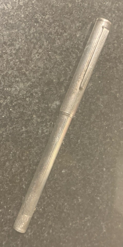 Vintage Alfred Dunhill Sterling Silver Pinstripe Ballpoint Pen Blue Ink *READ* Item image 5