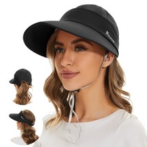 Sun Hats For Women Uv Protection Wide Brim 2 In 1 Zip-Off Visor Summer B... - £25.63 GBP