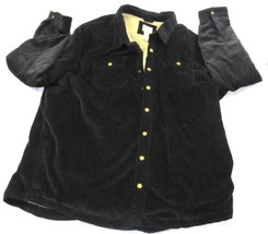 L.L. Bean Mens XXL Tall Black Corduroy Shirt Jacket Sherpa Lined Snap Bu... - $38.00