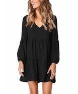 Casual V-Neck Loose Flowy Swing Shift Dresses S-2XL - $32.89
