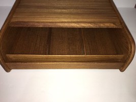 SOLID TEAKWOOD ROLL-TOP ORGANIZER 45 AUDIO/36 8mm TAPES RARE VINTAGE COL... - $74.48