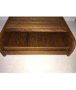 SOLID TEAKWOOD ROLL-TOP ORGANIZER 45 AUDIO/36 8mm TAPES RARE VINTAGE COL... - $74.38