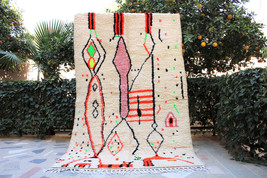 Colorful Moroccan rug 5x8 Beni ourain berber rug Pink moroccan handmade wool rug - $392.70