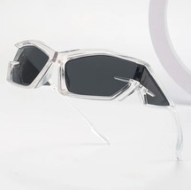 Futuristic Y2K Wrap Around Transparent Sunglasses: Stand Out in Style with UV400 - £13.09 GBP