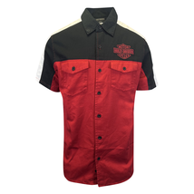 Harley-Davidson Men&#39;s Red Black Colorblocked Chili Pepper Darting Shirt ... - $46.40