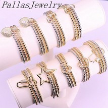 Fashion oval/ star/ hamsa hand/Cross shape cz Screw charm bracelet,Gold cz clasp - £39.22 GBP