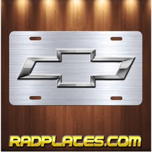 CHEVY BOWTIE Inspired art simulated brushed aluminum vanity license plate tag - £15.54 GBP