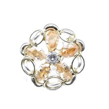 Floral 925 Argent Sterling Champaign Blanc Zircone Courbure L Tire-Bouch... - $14.26