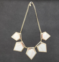 Express Gold Tone Geometric Shape Seashell Like Necklace - £13.69 GBP