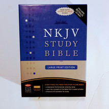 Used NKJV Study Bible Large Print Bonded Leather Black - Includes CD and Code - £58.66 GBP