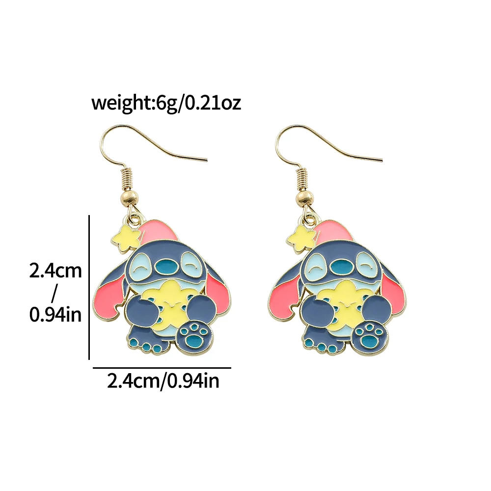 Disney Lilo Stitch Enamel Dangle Earrings - Cute Cartoon Metal Jewelry -... - $4.51 CAD