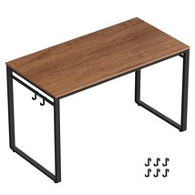 Computer Writing Desk, 39 Inch Office Study Table, Work From Home, With 8 Hooks, - £94.35 GBP