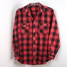 Design in Italy Men&#39;s XL Tall Red &amp; Black Plaid Cotton Flannel Button-Up... - £11.73 GBP