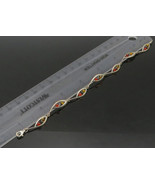 925 Sterling Silver - Vintage Petite Cabochon Cut Amber Chain Bracelet -... - £66.32 GBP