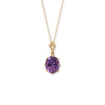 14k Yellow Gold Precision-cut Oval Amethyst 18&quot; Necklace - $440.00