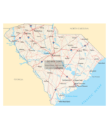 SOUTH CAROLINA STATE ROAD MAP 8X10 GLOSSY PHOTO REPRINT - £6.67 GBP