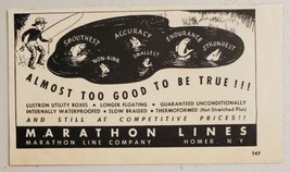 1949 Print Ad Marathon Fishing Lines Cartoon Fisherman &amp; Fish Homer,New ... - $8.98
