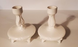 LOMA Pottery Set of 2 Candlestick White Candle Holders - £38.67 GBP