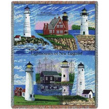 72x54 New England LIGHTHOUSE Ocean Sea Nautical Tapestry Throw Blanket - £50.63 GBP