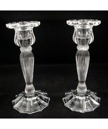 Clear Glass Dodecagon Column Candlesticks Taper Candle Holders 7&quot; Elegan... - £14.79 GBP