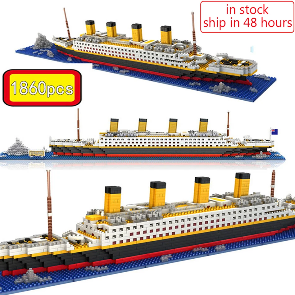 1860pcs RMS Titanic Model Large Cruise Ship/Boat 3D Micro Building Blocks Bricks - £25.84 GBP