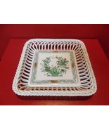 Herend Flowers Square  Openwork Basket, 1&quot; Tall By 7&quot; By 7&quot; Original[50j] - $223.41 CAD