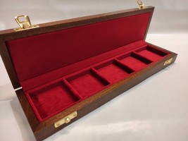 Boxset Pouch IN Wood for Coins 5 Boxes 1 31/32x1 31/32in Velvet Italian Ha - £44.91 GBP