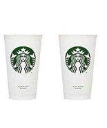 16oz Starbucks Reusable Cup - White Plastic 2 Cups *No Lids* - $10.85 CAD