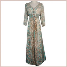 Bohemian Autumn Country Print Frock Long Sleeve Flowing Chiffon Maxi Dress image 5