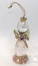 Vintage Angel With Pink Birthstone Christmas Tree Ornament Crackle Finish - £10.21 GBP