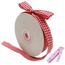 Red And White Gingham Ribbon, 5/8&quot; X 25Yd Roll Picnic Craft Ribbon Red Buffalo R - £12.57 GBP