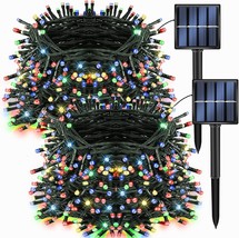 Dazzle Bright 2 Pack 200 LED 66 FT Multi-Colored Christmas Solar String Outdoor  - £31.95 GBP+