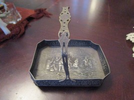 Compatible with Antique SILVERPLATE Engraved Basket Tray with Handle 5 X... - $94.07