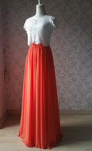 Plus Size Maxi Chiffon Skirt A-Line Chiffon Wedding Skirt Orange image 5