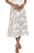 Vince Camuto Pleated Midi Skirt Size Medium Ivory Blue Lavender Lined Womens - £31.55 GBP