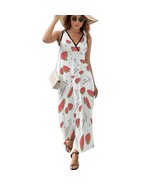 Mondxflaur Watermelon Summer Dresses for Women V-neck Sleeveless Long Dress - $49.37 CAD+