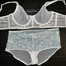 Victoria&#39;s Secret senza Righe 34D, 34DD Reggiseno Set M Collant Bianco R... - £66.30 GBP