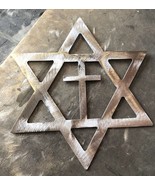 Star of David with Cross - Metal Wall Art - Silver 12&quot; - $458.16 MXN