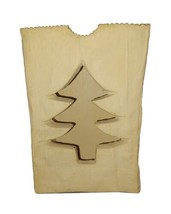 Vintage Terra Cotta Paper Bag Christmas Pine Tree Cutout Luminary - £11.99 GBP
