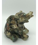 Elephant Mother Pearl Stone Rock Figurine Vintage Thick Rubber Clear   - £14.09 GBP