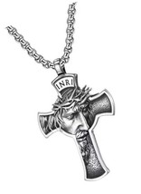 Jesus Christ Necklace, Cross Pendant Necklace - $44.18