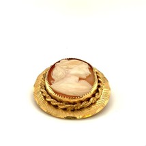 Vintage Signed 12K Gold Filled Russel Victorian Female Cameo Oval Brooch Pendant - £51.43 GBP