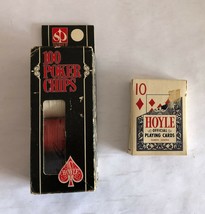 Vintage Hoyle Poker Chips and Card Deck - £11.80 GBP