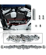 3D Chrome Plated Skull Motorcycle Bike Shift Linkage &amp; Hardware for Harley - $63.95