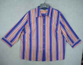 Lauren Ralph Lauren Women&#39;s Button Up Shirt 3/4 Sleeve Colorful Stripe 2X - £13.67 GBP